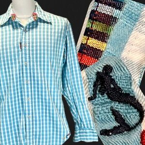 Robert Graham Freshly Laundered Shirt button down cotton gingham check‎ mermaid